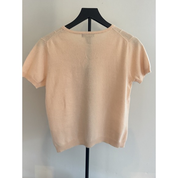 Mendocino 100% Cashmere Blush Sweater Top M Embroidered Floral Soft Feminine - Picture 2 of 5